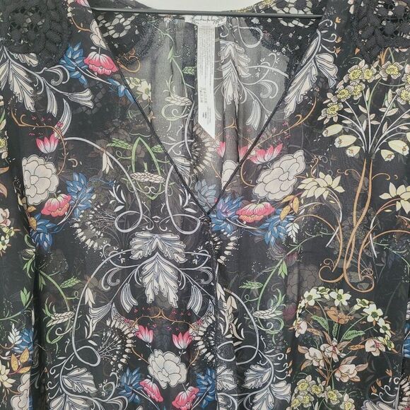 Free People Intimately Must Have Been Love Sheer Floral Long Sleeve Bodysuit L - Picture 6 of 11